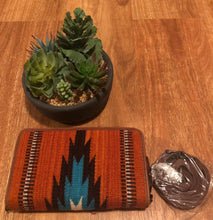 Load image into Gallery viewer, Saddle Blanket Wallet with Cross Body Strap - Orange/Blue
