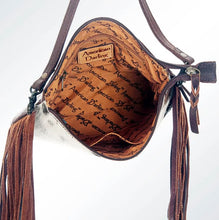 Load image into Gallery viewer, Cowhide Stitched Cross Body Tassel Bag
