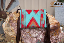 Load image into Gallery viewer, Saddle Blanket Clutch with Shoulder Strap (Large) - Turquoise
